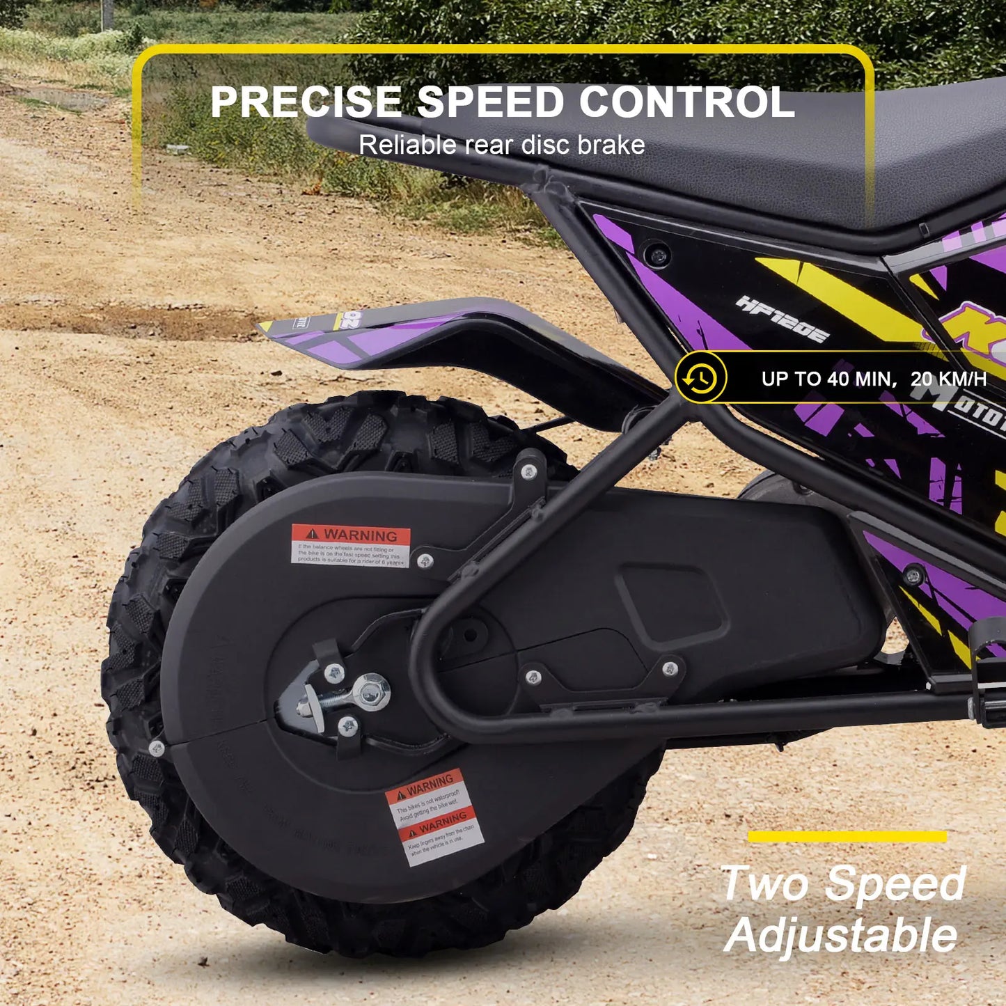 MotoTec 24V 250W Electric Mini Bike - Purple | Kids Ride-On Dirt Bike