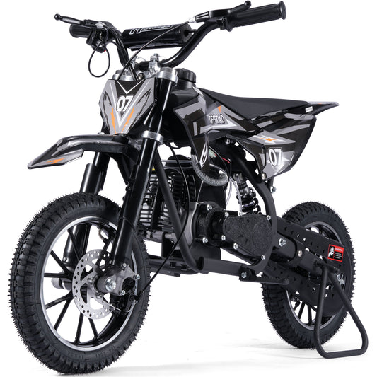 MotoTec Pioneer 49cc 2-Stroke Kids Gas Dirt Bike - Black | Powerful Off-Road Bike