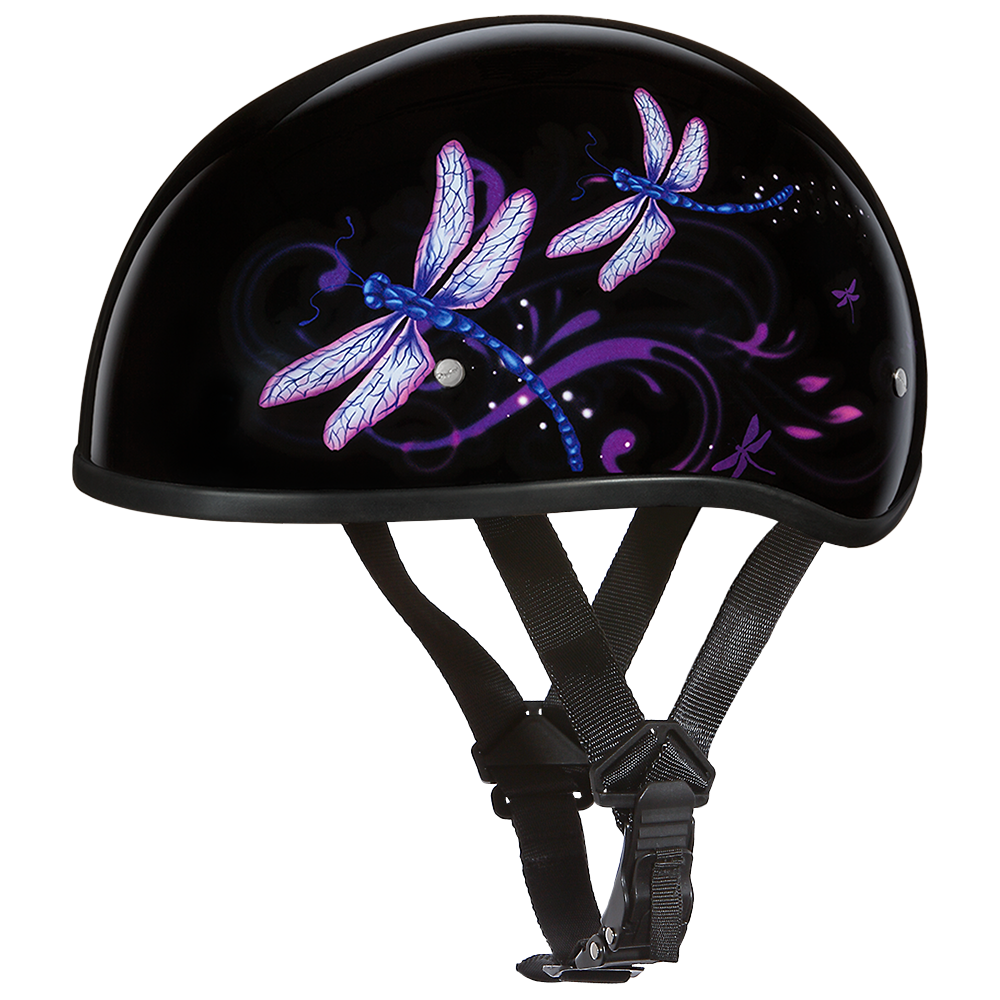 dot approved half shell motorcycle helmets Daytona Skull Cap Helmet Dragonfly 2XS Purple
