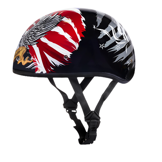 DOT Approved Daytona Motorcycle Half Face Helmet - Skull Cap Graphics for Men & Women, Scooters, ATVs, UTVs & Choppers - W/ Freedom 2.0