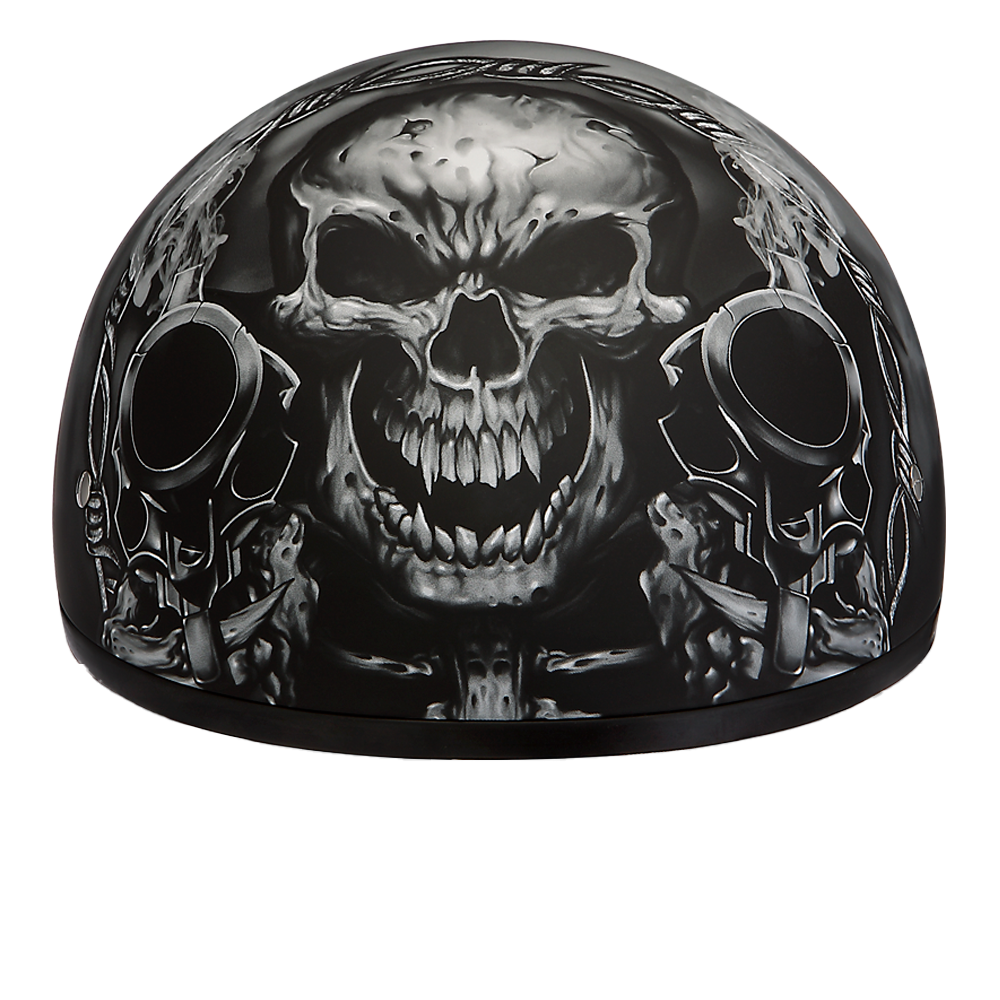 Daytona Skull Cap Guns Half Face Motorcycle Helmet, M