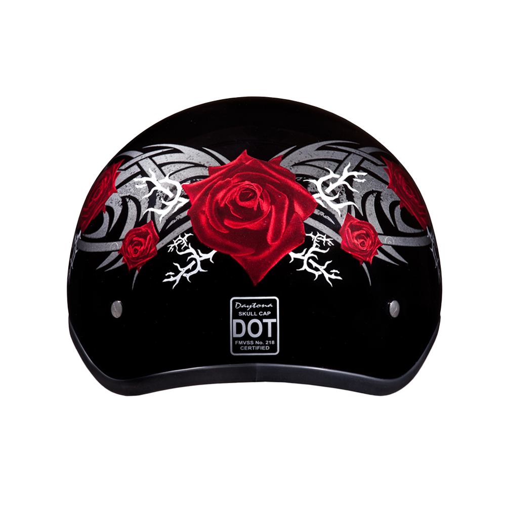 daytona skull cap motorcycle helmet Daytona Skull Cap Rose Half Helmet, S