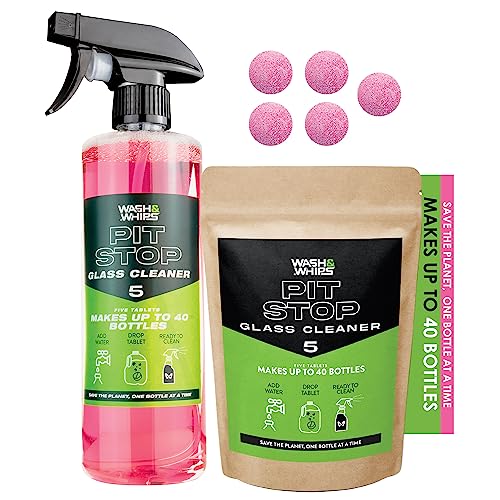 Color - Pink - WASH&WHIPS Pit Stop Glass Cleaner / All Surface Cleaner Refill Tablets (Makes 5 Gallons)
