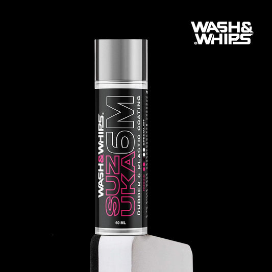 Color - Black - WASH&WHIPS Suzuka 6M Rubber & Plastic Coating for Cars, Restores and Brings Back Black - Concentrated Formula Non-Greasy, 60ml