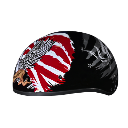 Color - Default - DOT Approved Daytona Motorcycle Half Face Helmet - Skull Cap Graphics for Men & Women, Scooters, ATVs, UTVs & Choppers - W/ Freedom 2.0