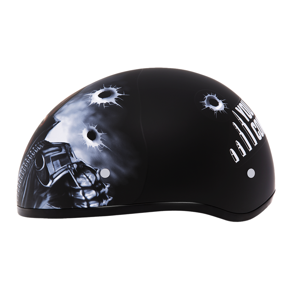 cheap skull cap motorcycle helmets Daytona Helmets Motorcycle Half Helmet Skull Cap, Large, Black, Come Get 'Em