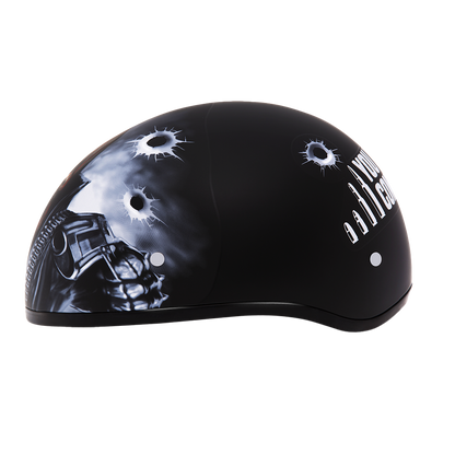 Color - Default - DOT Approved Daytona Motorcycle Half Face Helmet - Skull Cap Graphics for Men & Women, Scooters, ATVs, UTVs & Choppers - W/ Come Get 'Em