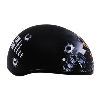 Color - Default - DOT Approved Daytona Motorcycle Half Face Helmet - Skull Cap Graphics for Men & Women, Scooters, ATVs, UTVs & Choppers - W/ Come Get 'Em