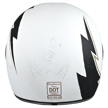 Color - Default - DOT Daytona Retro Full Face Motorcycle Helmet: Vintage Style for Men, Women, & Youth - W/ Blitz