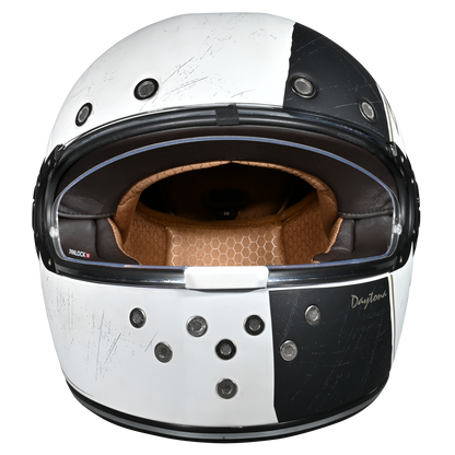 Color - Default - DOT Daytona Retro Full Face Motorcycle Helmet: Vintage Style for Men, Women, & Youth - W/ Blitz