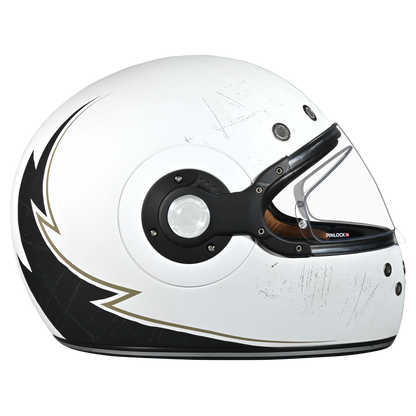 Color - Default - DOT Daytona Retro Full Face Motorcycle Helmet: Vintage Style for Men, Women, & Youth - W/ Blitz