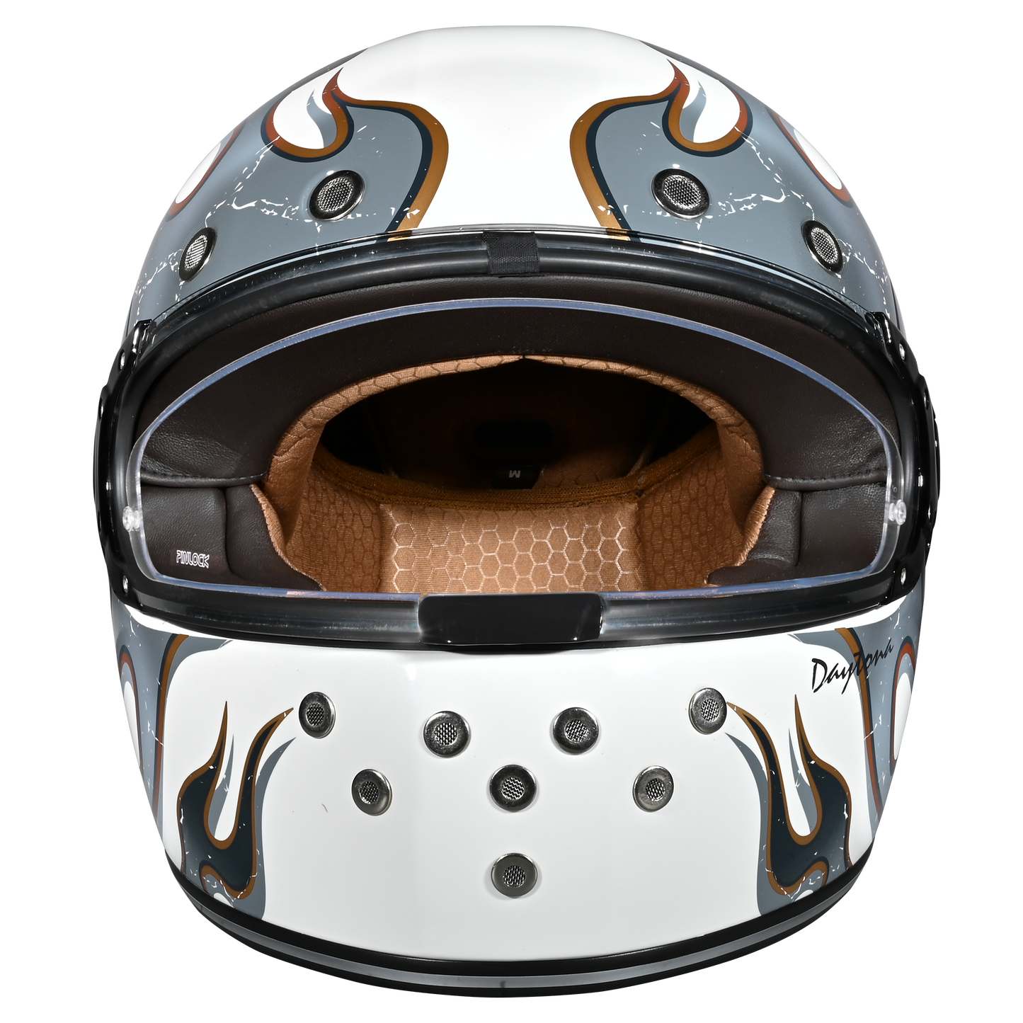 Color - Default - DOT Daytona Retro Full Face Motorcycle Helmet: Vintage Style for Men, Women, & Youth - W/ Flames