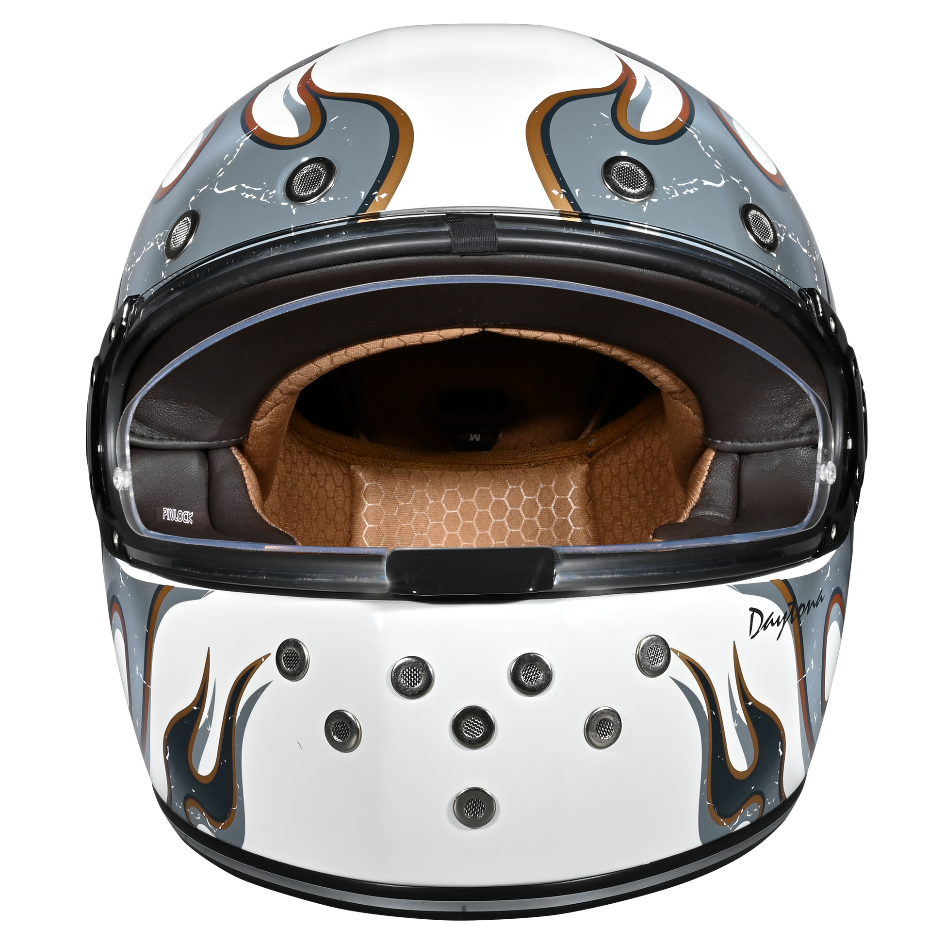 Color - Default - DOT Daytona Retro Full Face Motorcycle Helmet: Vintage Style for Men, Women, & Youth - W/ Flames