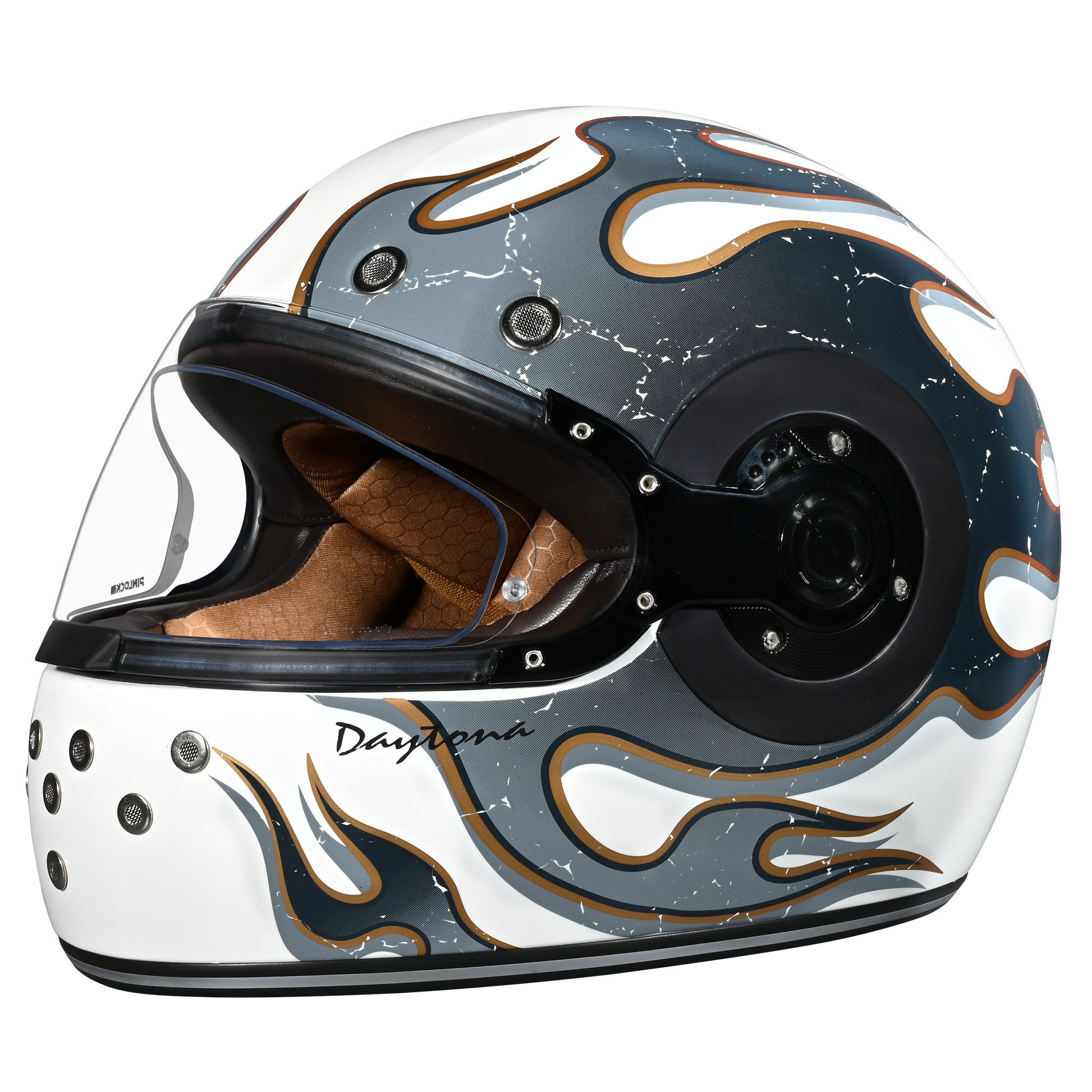 Color - Default - DOT Daytona Retro Full Face Motorcycle Helmet: Vintage Style for Men, Women, & Youth - W/ Flames