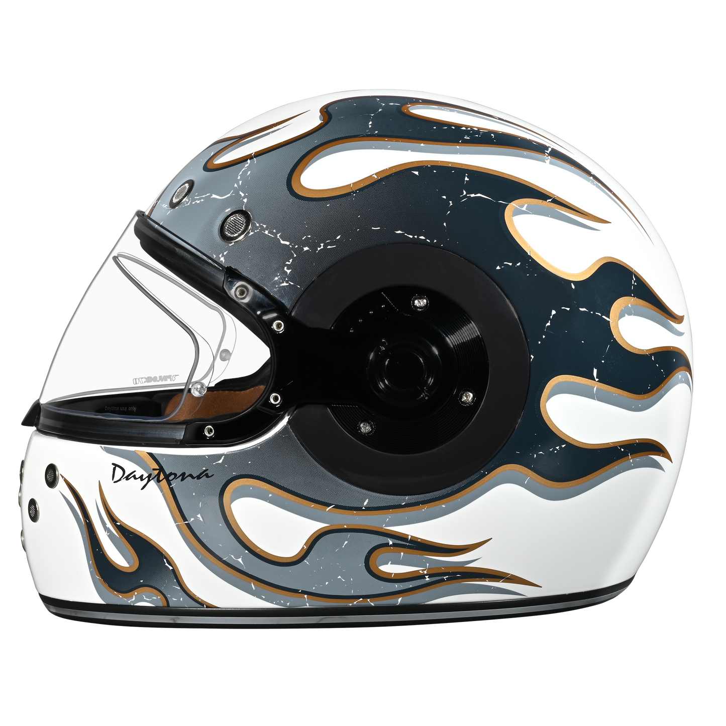Color - Default - DOT Daytona Retro Full Face Motorcycle Helmet: Vintage Style for Men, Women, & Youth - W/ Flames