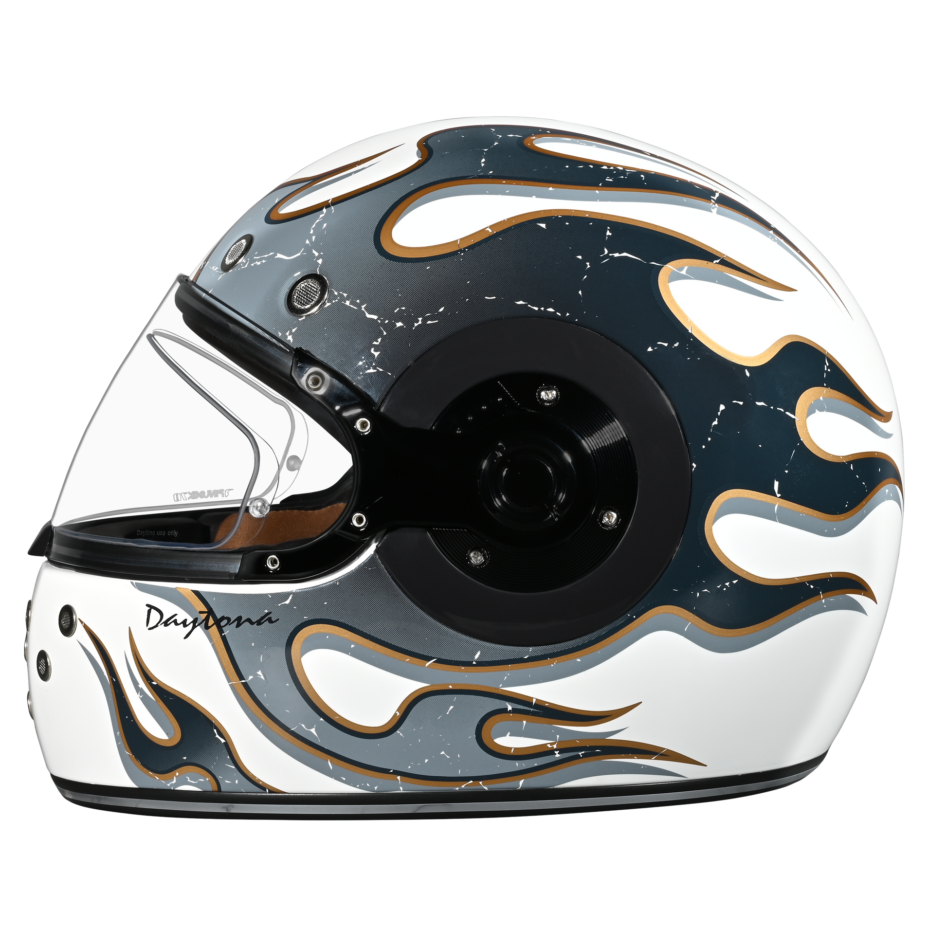 Color - Default - DOT Daytona Retro Full Face Motorcycle Helmet: Vintage Style for Men, Women, & Youth - W/ Flames