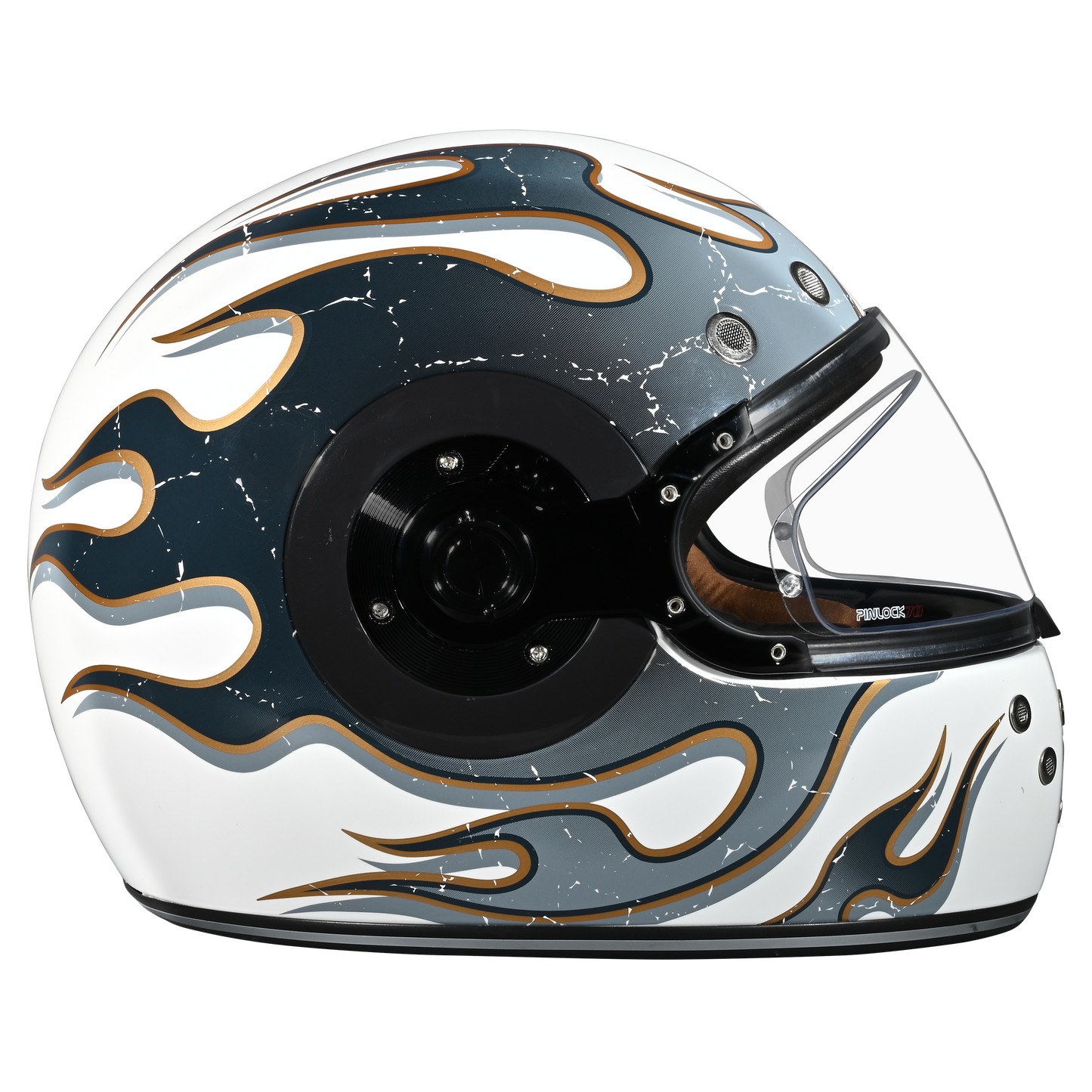 Color - Default - DOT Daytona Retro Full Face Motorcycle Helmet: Vintage Style for Men, Women, & Youth - W/ Flames