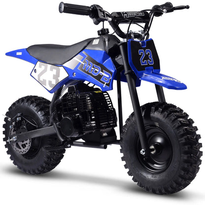 Color: Blue - MotoTec Big Supermoto 50cc 2-Stroke Kids Dirt Bike