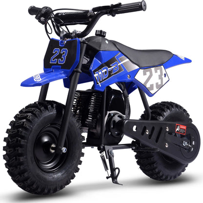 Color: Blue - MotoTec Big Supermoto 50cc 2-Stroke Kids Dirt Bike