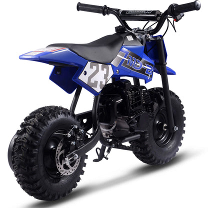 Color: Blue - MotoTec Big Supermoto 50cc 2-Stroke Kids Dirt Bike