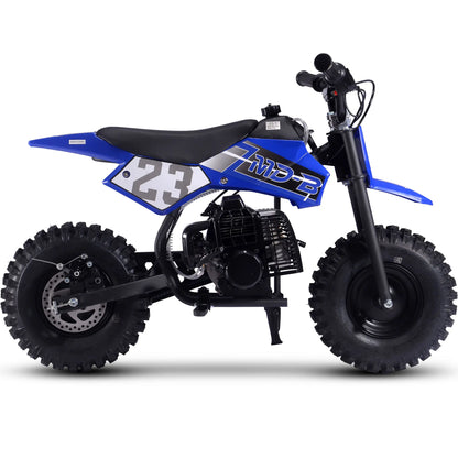 Color: Blue - MotoTec Big Supermoto 50cc 2-Stroke Kids Dirt Bike