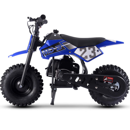 Color: Blue - MotoTec Big Supermoto 50cc 2-Stroke Kids Dirt Bike