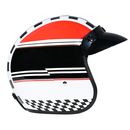 Color - Default - DOT Approved Daytona Cruiser Open Face Motorcycle Helmet - Men, Women & Youth - With Visor & Graphics - W/ Daytona Classic