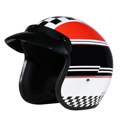 Color - Default - DOT Approved Daytona Cruiser Open Face Motorcycle Helmet - Men, Women & Youth - With Visor & Graphics - W/ Daytona Classic