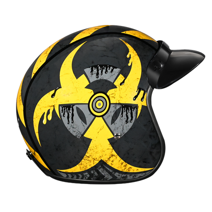 Color - Default - DOT Approved Daytona Cruiser Open Face Motorcycle Helmet - Men, Women & Youth - With Visor & Graphics - W/ Toxic