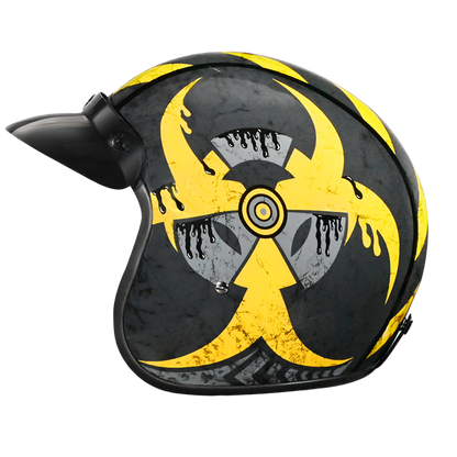 Color - Default - DOT Approved Daytona Cruiser Open Face Motorcycle Helmet - Men, Women & Youth - With Visor & Graphics - W/ Toxic