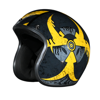 Color - Default - DOT Approved Daytona Cruiser Open Face Motorcycle Helmet - Men, Women & Youth - With Visor & Graphics - W/ Toxic