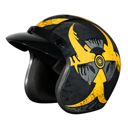 Color - Default - DOT Approved Daytona Cruiser Open Face Motorcycle Helmet - Men, Women & Youth - With Visor & Graphics - W/ Toxic