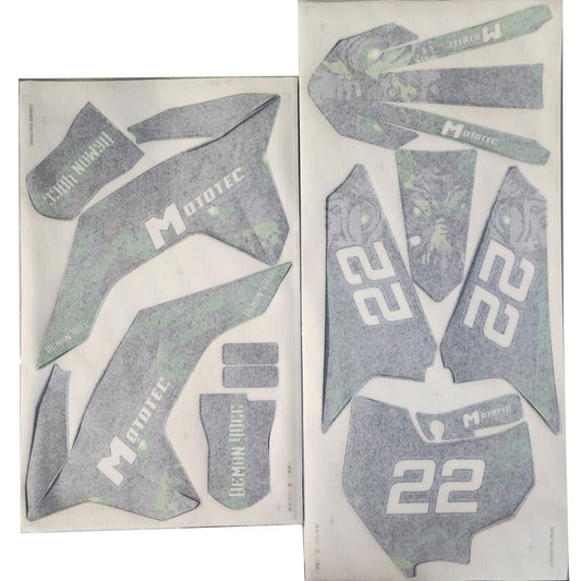 MotoTec 40cc Demon Dirt Bike Sticker Kit Green
