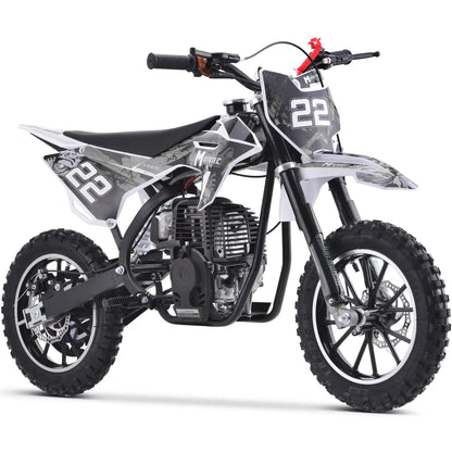 Color: White - MotoTec Demon 40cc 4-Stroke Kids Gas Dirt Bike
