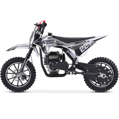 Color: White - MotoTec Demon 40cc 4-Stroke Kids Gas Dirt Bike