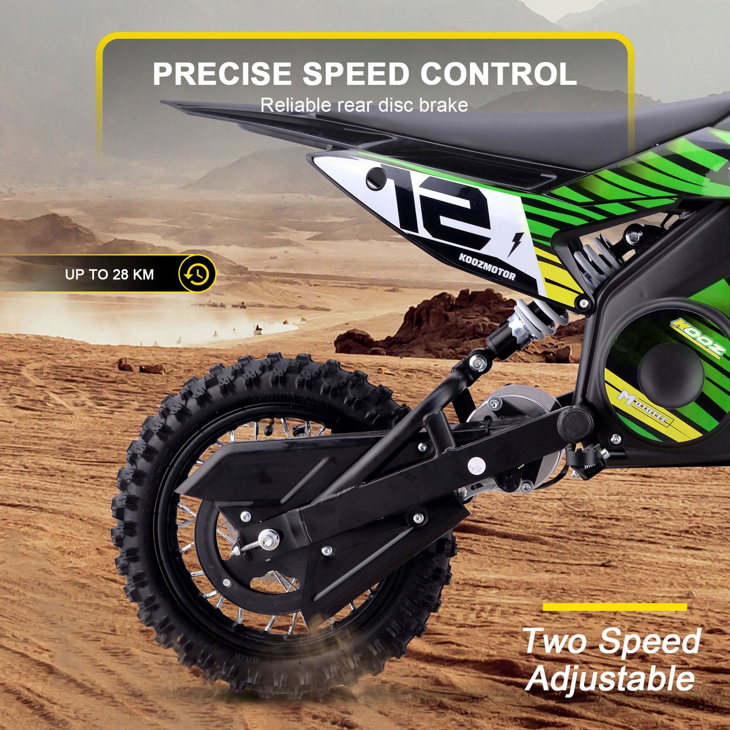 MotoTec 36v 1000w (HP112E) Electric Dirt Bike Green