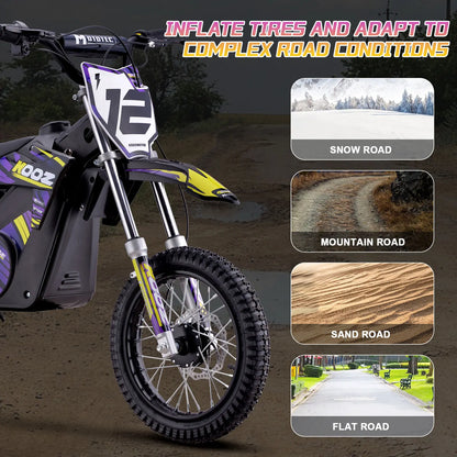 Color: Purple - MotoTec 36v 1000w (HP112E) Electric Dirt Bike