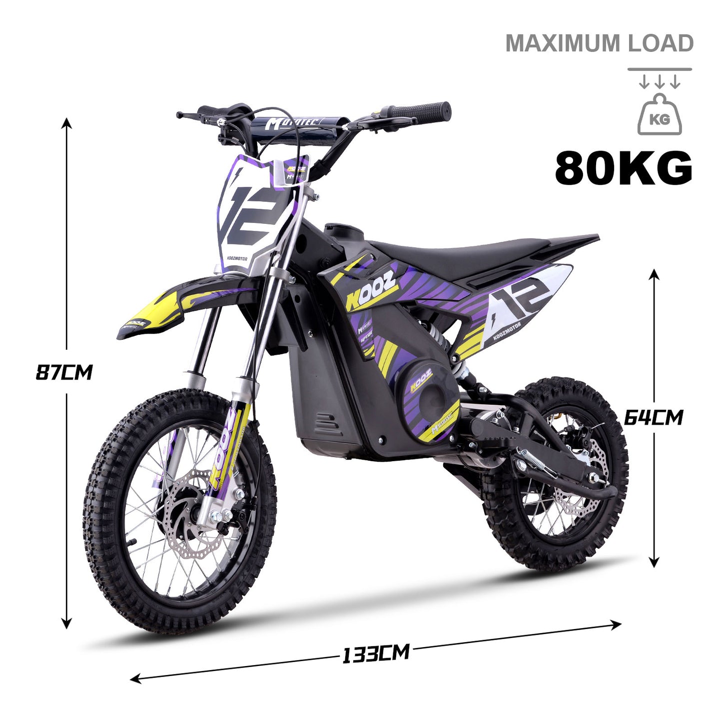 MotoTec 36v 1000w (HP112E) Electric Dirt Bike Purple