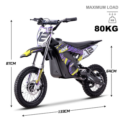 Color: Purple - MotoTec 36v 1000w (HP112E) Electric Dirt Bike
