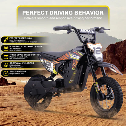 Color: Orange - MotoTec 36v 300w (HP122E) Electric Dirt Bike