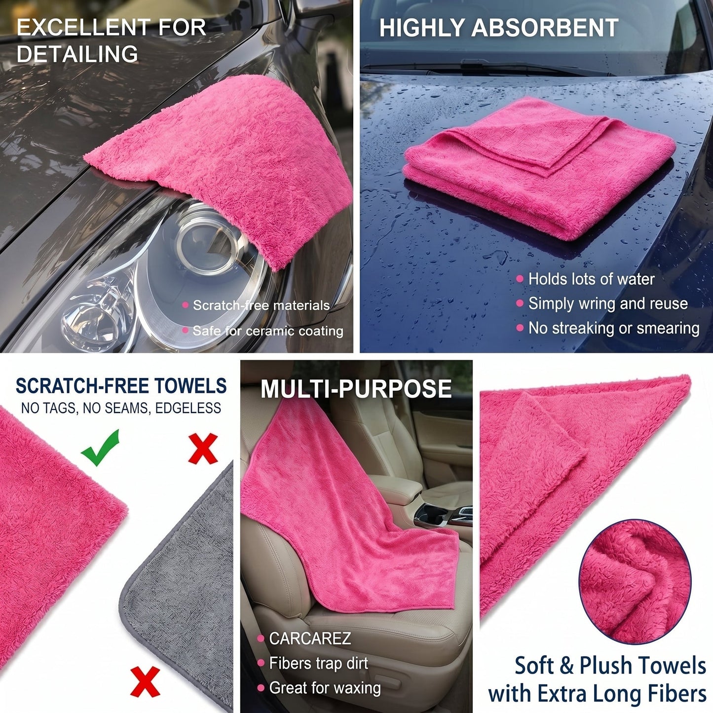 WASH&WHIPS Edgeless Microfiber Coral Fleece with Ultrasonic Edge