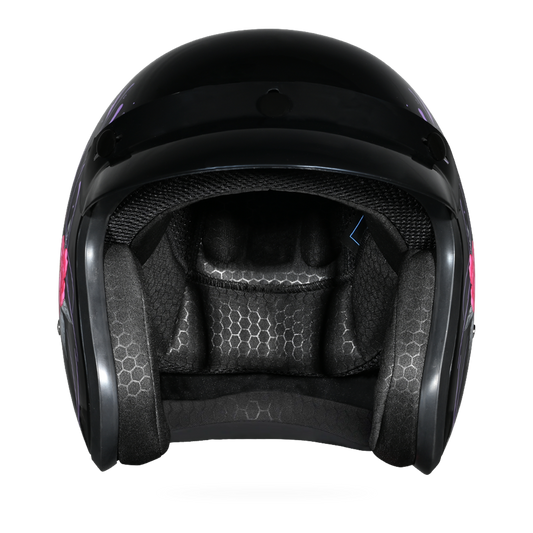 Color - Default - DOT Approved Daytona Cruiser Open Face Motorcycle Helmet - Men, Women & Youth - With Visor & Graphics - W/ Butterfly