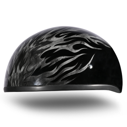 Color - Grey - DOT Approved Daytona Motorcycle Half Face Helmet - Skull Cap Graphics for Men & Women, Scooters, ATVs, UTVs & Choppers - W/ Ignite Grey