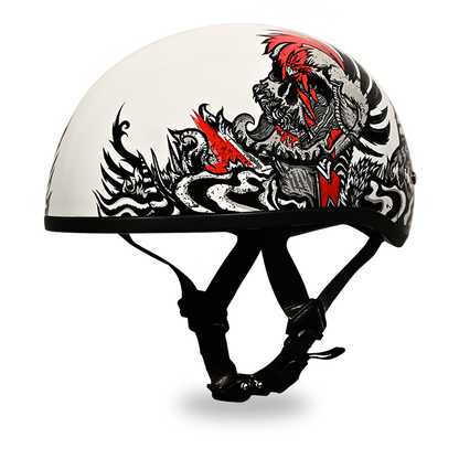 Color - Default - DOT Approved Daytona Motorcycle Half Face Helmet - Skull Cap Graphics for Men & Women, Scooters, ATVs, UTVs & Choppers - W/ Rockin' Reaper