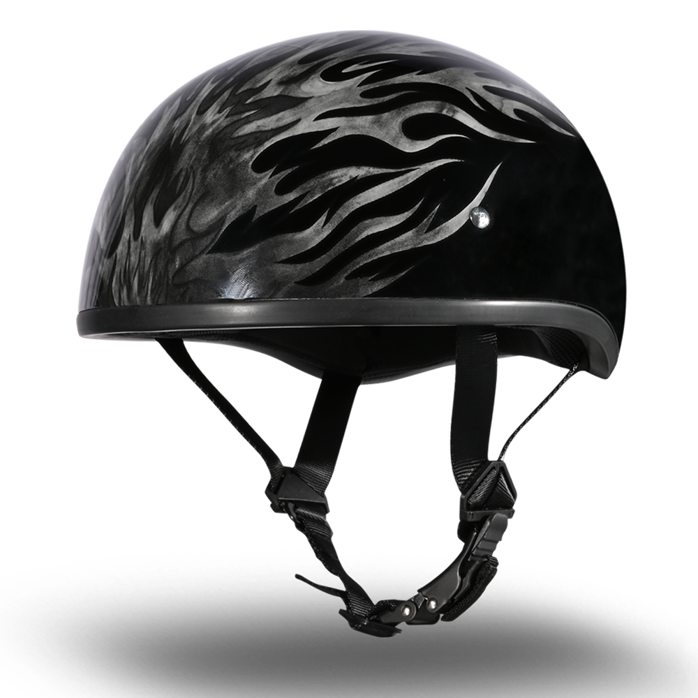 Color - Grey - DOT Approved Daytona Motorcycle Half Face Helmet - Skull Cap Graphics for Men & Women, Scooters, ATVs, UTVs & Choppers - W/ Ignite Grey