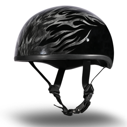 Color - Grey - DOT Approved Daytona Motorcycle Half Face Helmet - Skull Cap Graphics for Men & Women, Scooters, ATVs, UTVs & Choppers - W/ Ignite Grey