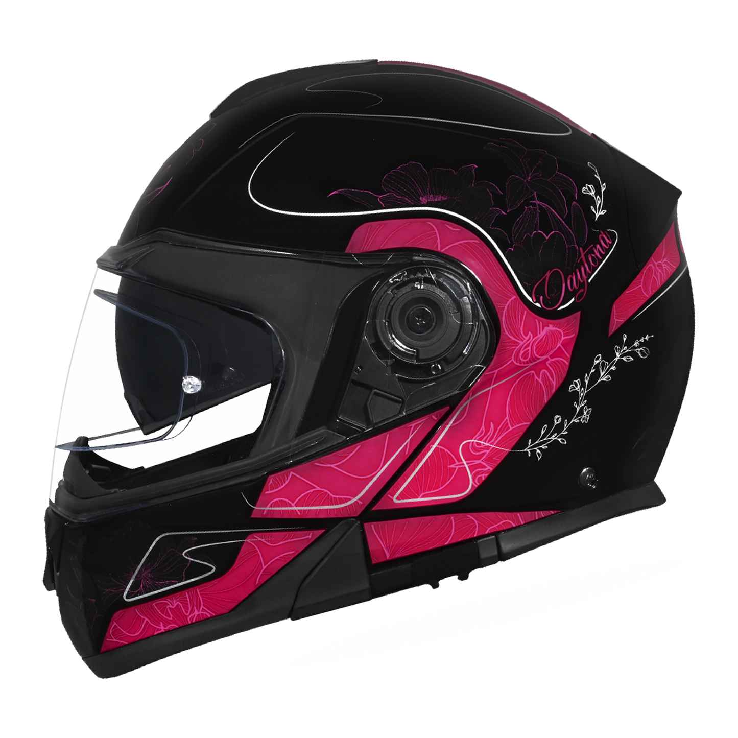 Daytona Glide Modular Motorcycle Helmet - DOT Approved, Bluetooth Ready, Dual Visor, Men/Women/Youth - W/ Flowers