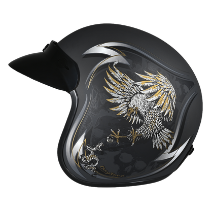 Color - Default - DOT Approved Daytona Cruiser Open Face Motorcycle Helmet - Men, Women & Youth - With Visor & Graphics - W/ Wild Soul
