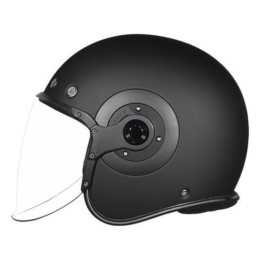 Color - Black - D.O.T. & ECE Daytona Retro Jet- Dull Black