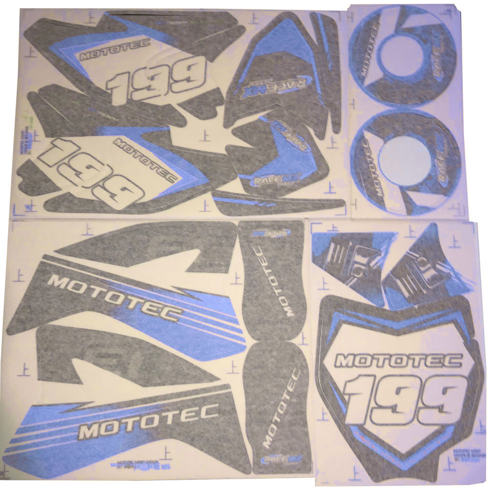 MotoTec 48v Pro Dirt Bike Sticker Kit - Blue